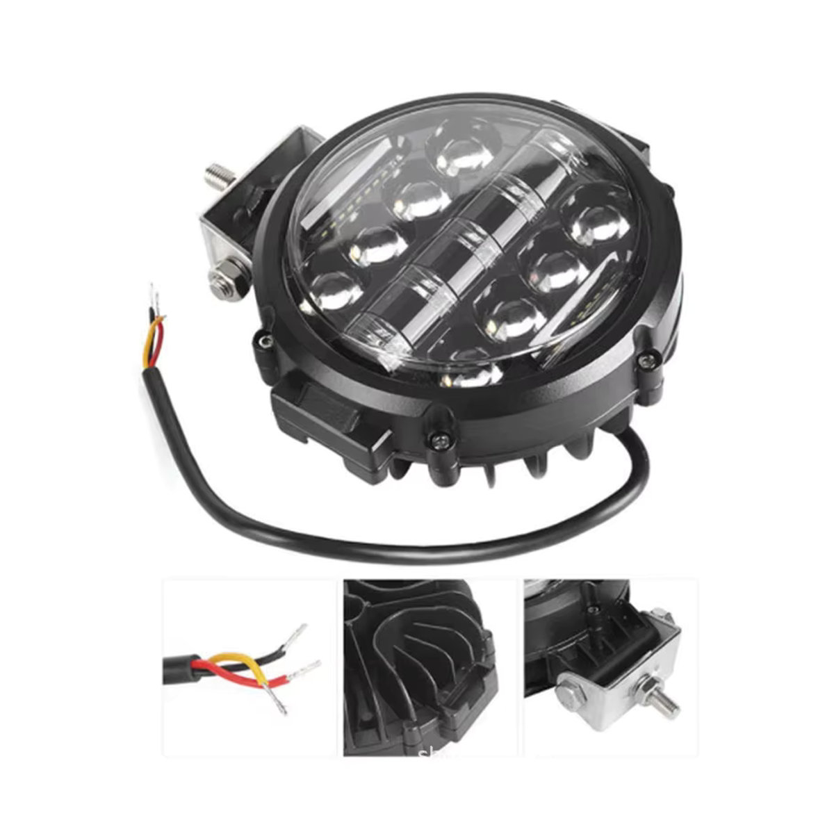 QIDEWIN 7 Zoll 60 W runde LED-Arbeitsleuchte mit verstellbarer Montagehalterung als superhelle Offroad-LED-Strahler und Tagfahrlicht - Bild 4