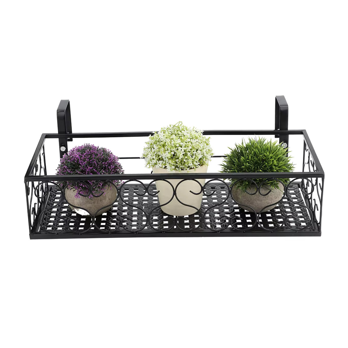 Qiilu Balkonregal aus Metall für Blumen und Pflanzen in Schwarz - Bild 3