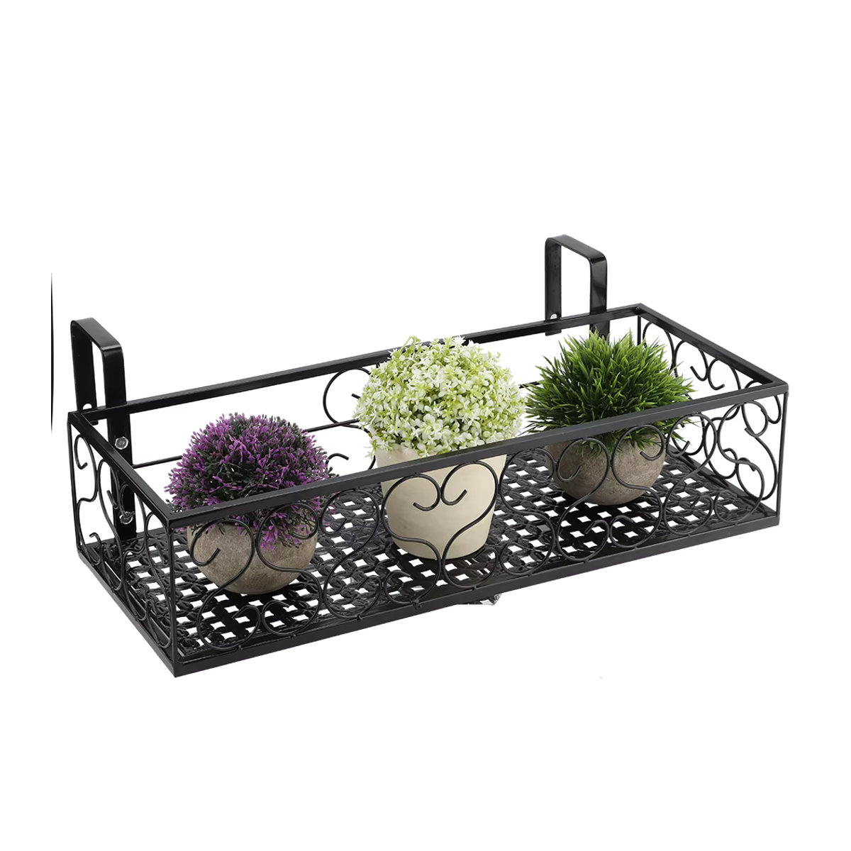 Qiilu Balkonregal aus Metall für Blumen und Pflanzen in Schwarz - Bild 5