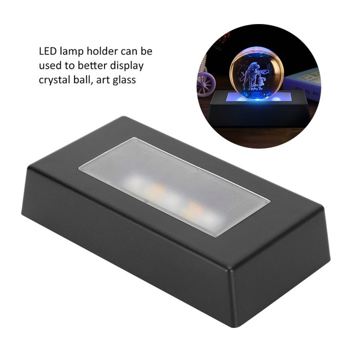 Qiilu LED-Display-Sockel mit Farbwechsel für 3D-Kristallstatuen und Schmuck, Schwarz, Rechteckig - Bild 1