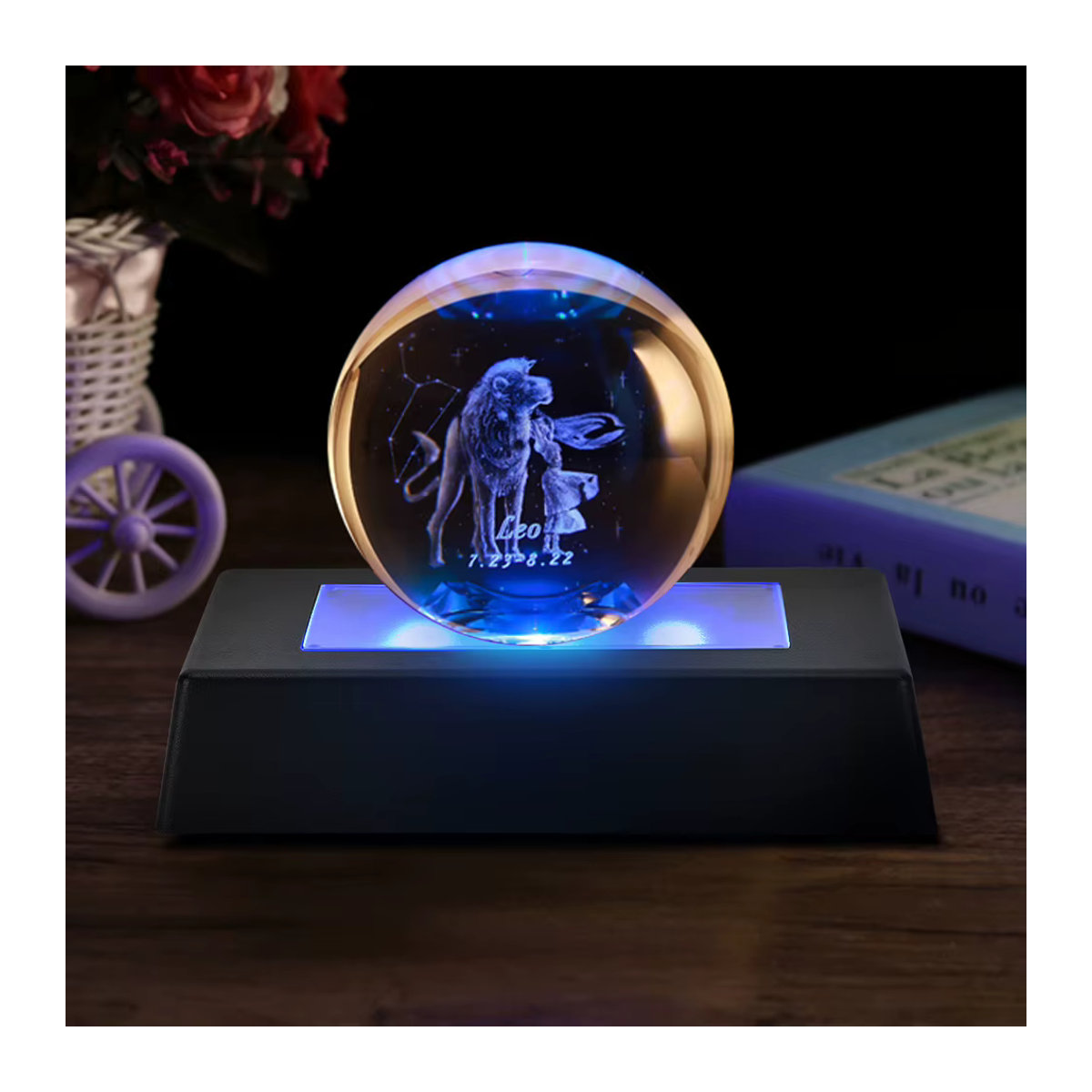Qiilu LED-Display-Sockel mit Farbwechsel für 3D-Kristallstatuen und Schmuck, Schwarz, Rechteckig - Bild 2