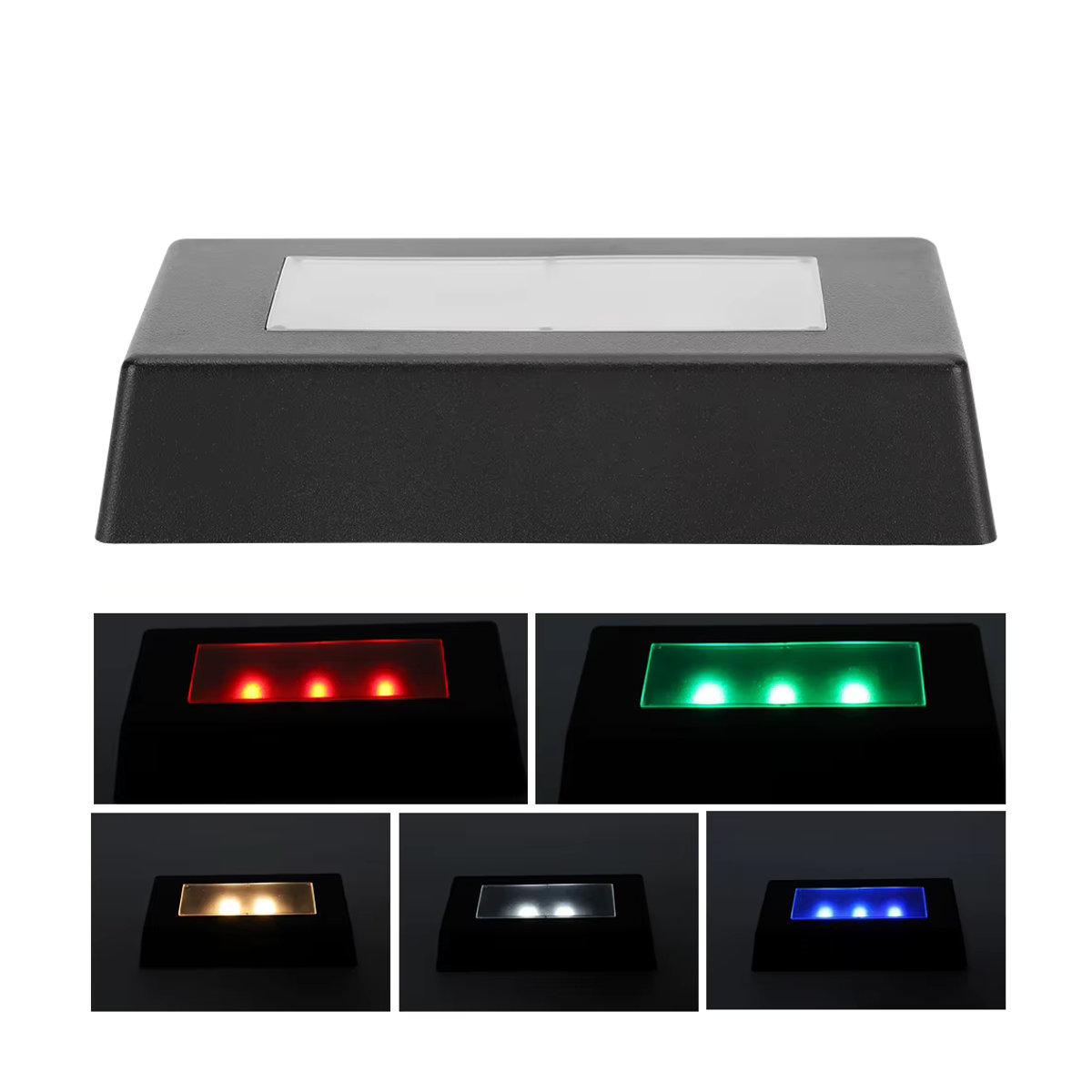 Qiilu LED-Display-Sockel mit Farbwechsel für 3D-Kristallstatuen und Schmuck, Schwarz, Rechteckig - Bild 5