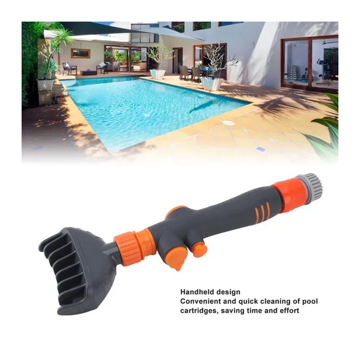 Qiilu Reinigungsset für Pool und Spa mit Filterkartuschen-Bürste und Reinigungsschlauch aus PVC - Bild 1