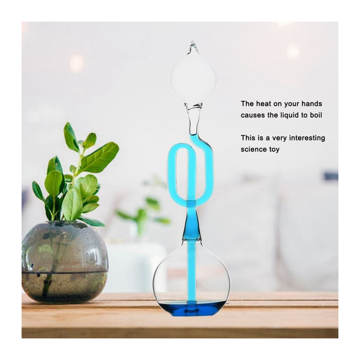Qiilu Thermometer Spielzeug in Blau als modernes Home Ornament und Stressabbau Gadget aus Glas - Bild 1