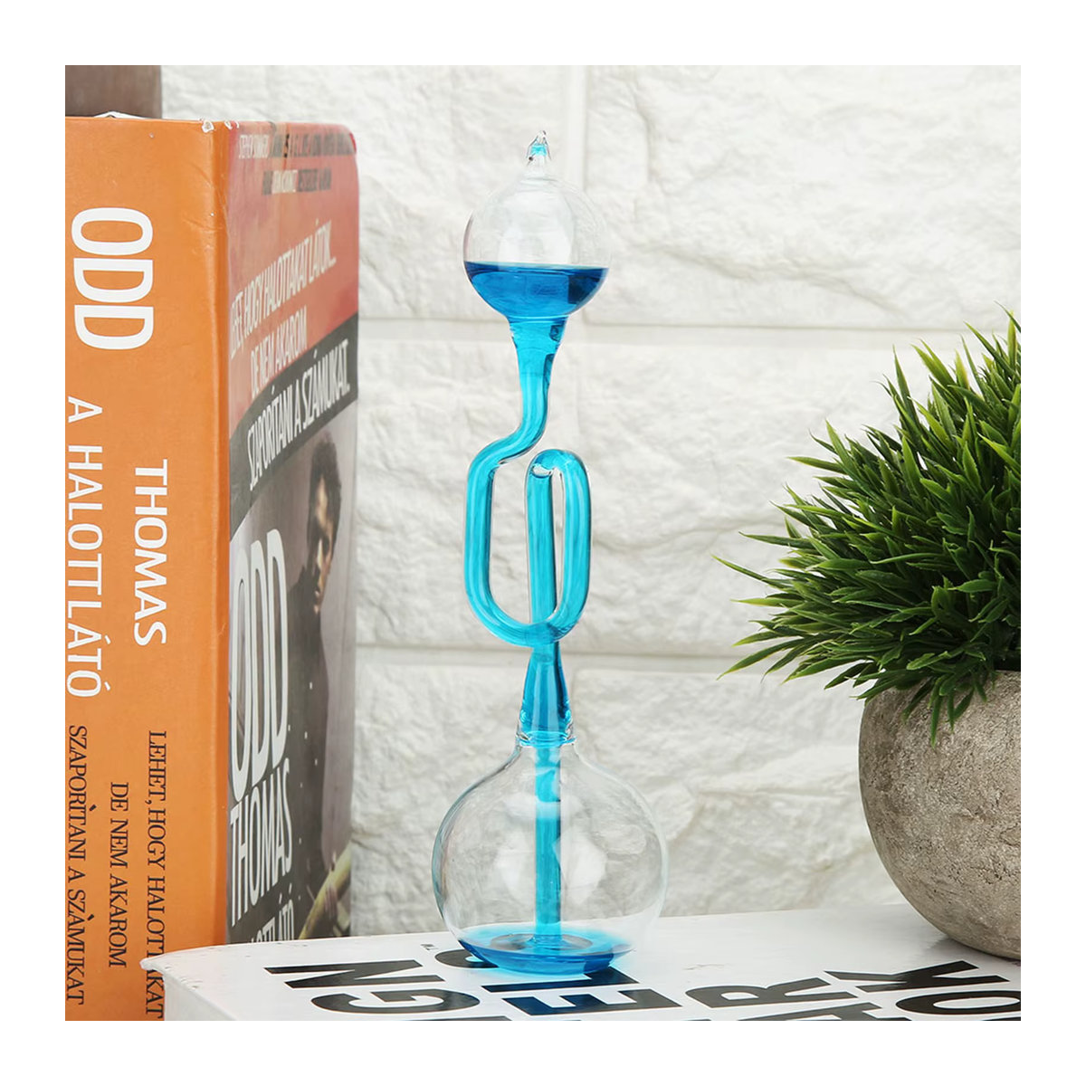Qiilu Thermometer Spielzeug in Blau als modernes Home Ornament und Stressabbau Gadget aus Glas - Bild 4