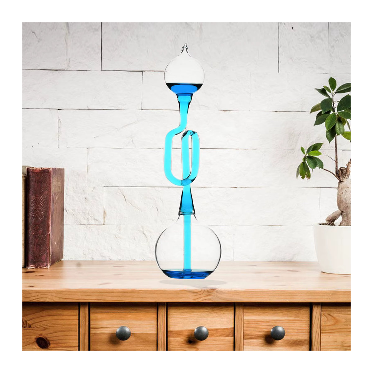 Qiilu Thermometer Spielzeug in Blau als modernes Home Ornament und Stressabbau Gadget aus Glas - Bild 5