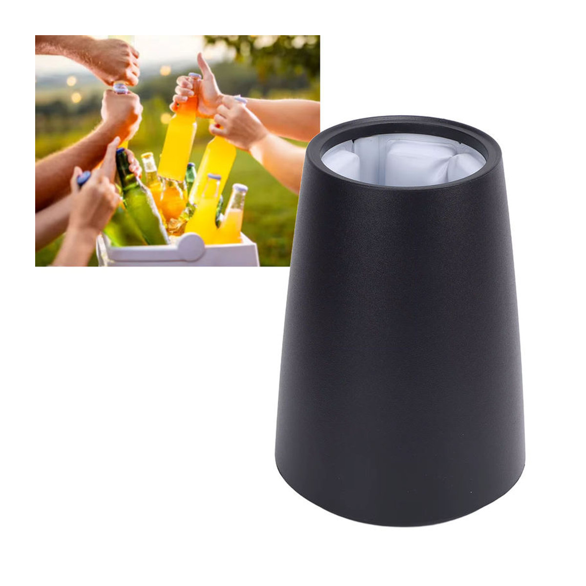 Qiilu Tragbarer Weinkühler in Schwarz mit minimalistischem Design für Zuhause, Bar und Camping - Bild 2