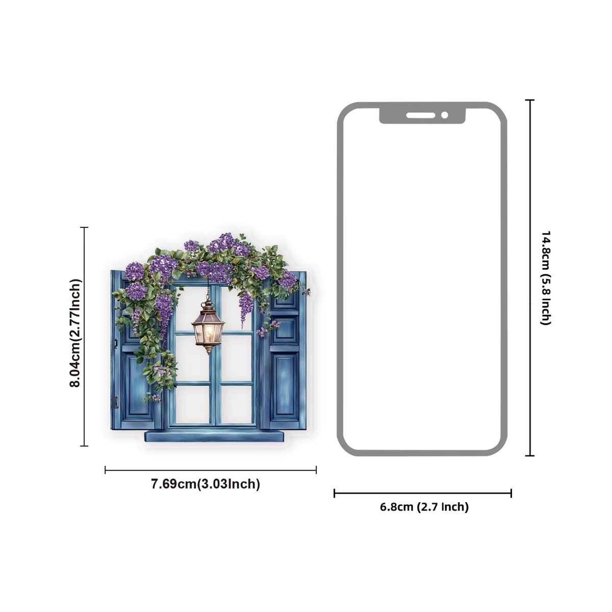 Qiluo Blue Window PET-Aufkleber Set mit 30 Stück, Vintage Floral Design, Unregelmäßige Form für DIY-Dekoration und Bastelarbeiten, Blau - Bild 2