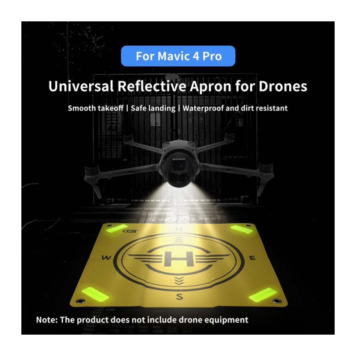 QISHKJ Universal-Landeplatz mit reflektierender Klappschürze für DJI Avata 2, Air 3S, Air 3, Mini 3 und Mavic 4 Pro, Gelb, Durchmesser: 55 cm - Bild 1
