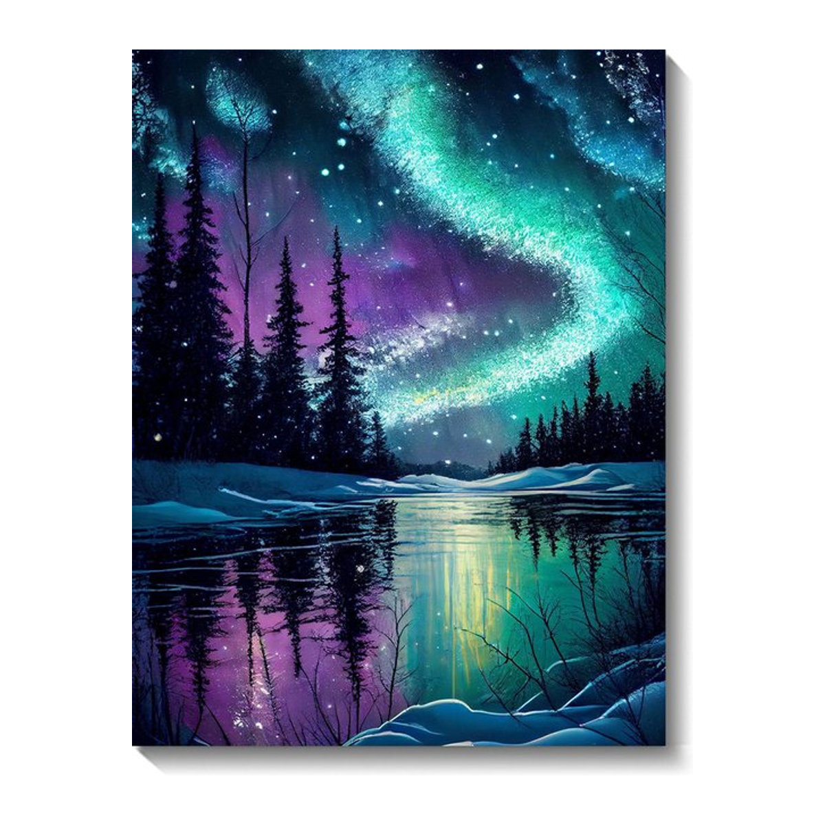 QIZITENG 5D Diamant Malerei Set Aurora Landschaft Mosaik Stickerei mit Vollrunden Strass Steinen in Mehrfarbig - Bild 1