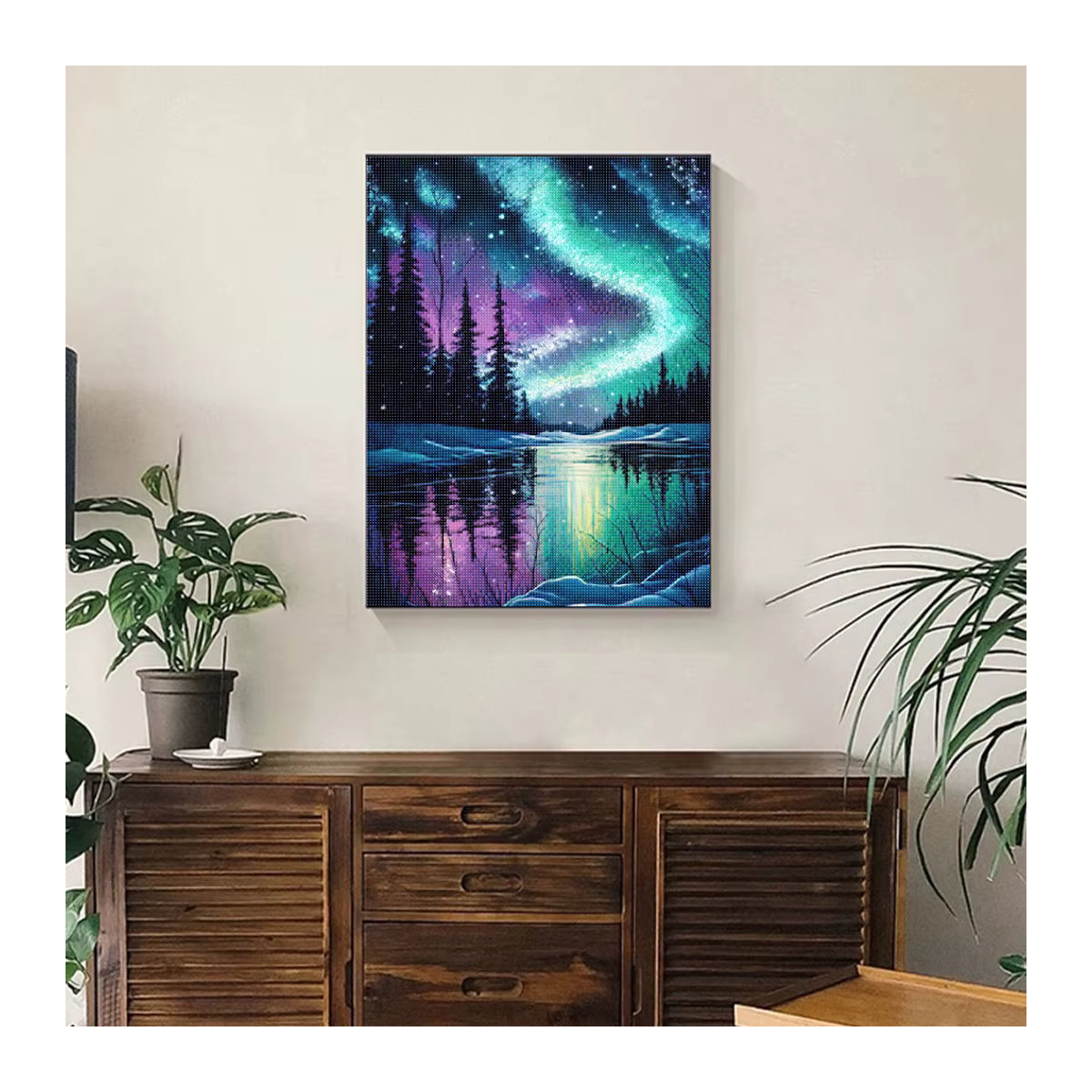 QIZITENG 5D Diamant Malerei Set Aurora Landschaft Mosaik Stickerei mit Vollrunden Strass Steinen in Mehrfarbig - Bild 3