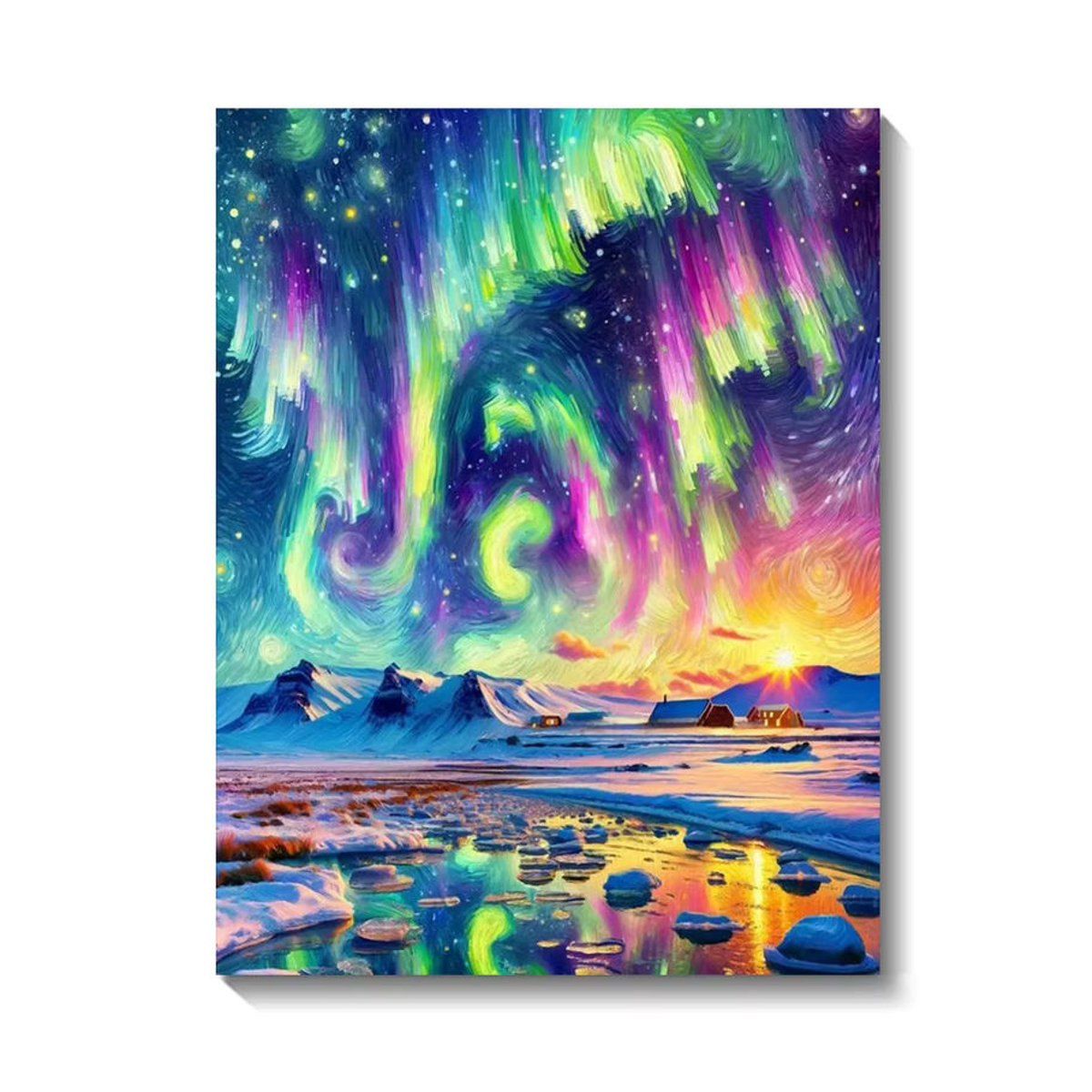 QIZITENG 5D Diamant-Malerei-Set Aurora-Schloss Landschaft als rundes Diamant-Mosaik in Mehrfarbig zur Wanddekoration - Bild 3