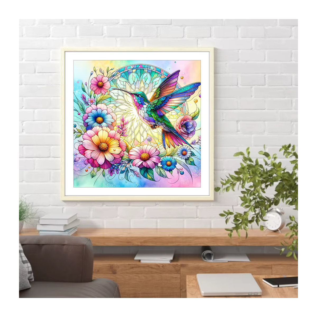 QIZITENG 5D Diamant-Malerei-Set mit Libelle und Kolibri, DIY Strass-Kunst in Mehrfarbig für die Wanddekoration - Bild 2