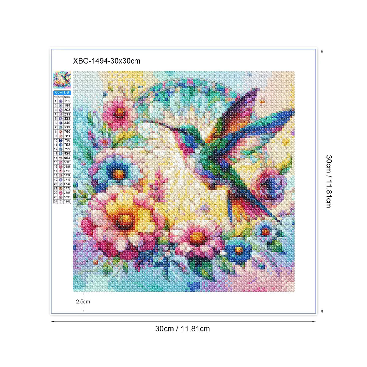 QIZITENG 5D Diamant-Malerei-Set mit Libelle und Kolibri, DIY Strass-Kunst in Mehrfarbig für die Wanddekoration - Bild 3
