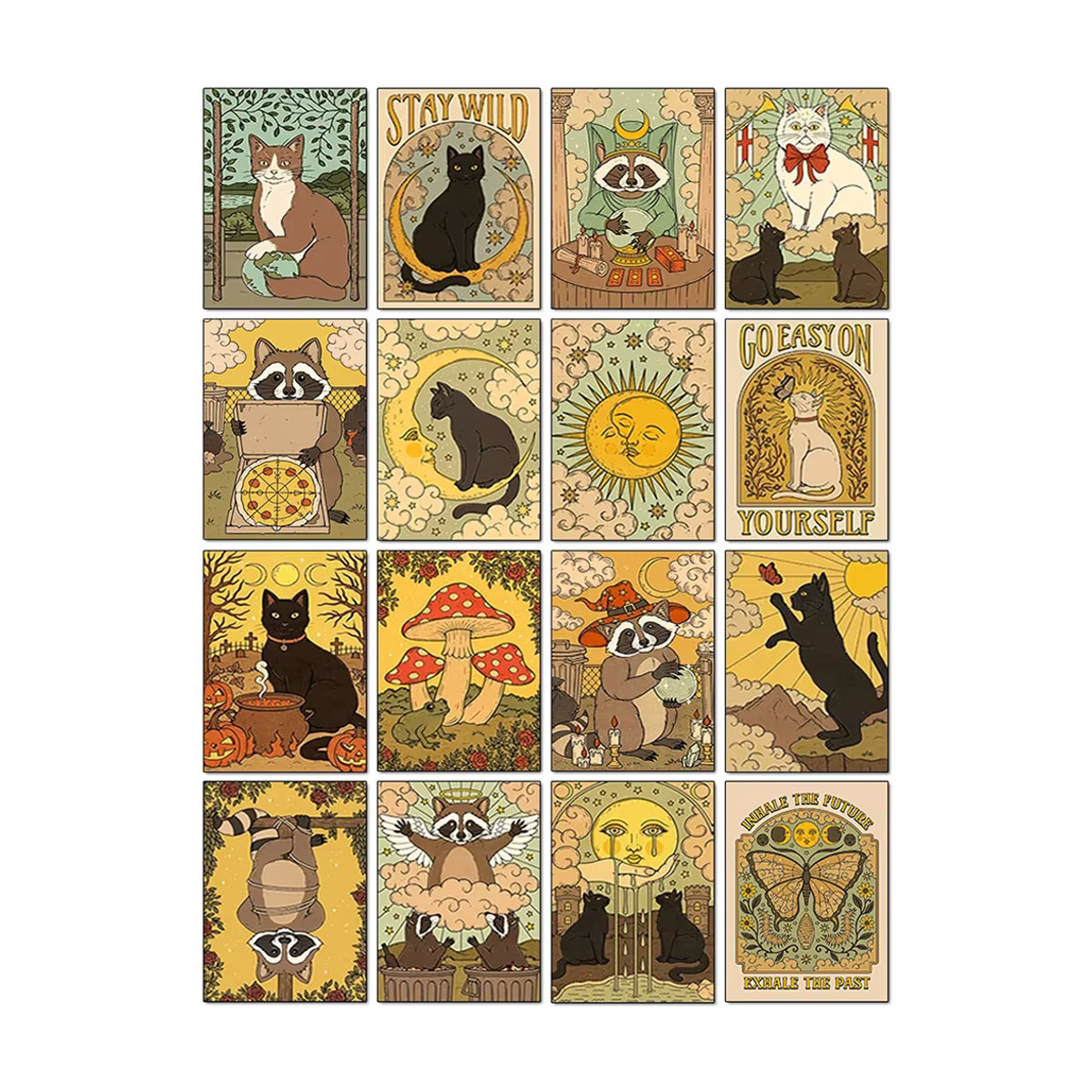 QIZITENG 5D Diamantmalerei Tarotkarten Katze und Waschbär Mosaik Kunst Set in Mehrfarbig für Wandmontage - Bild 3