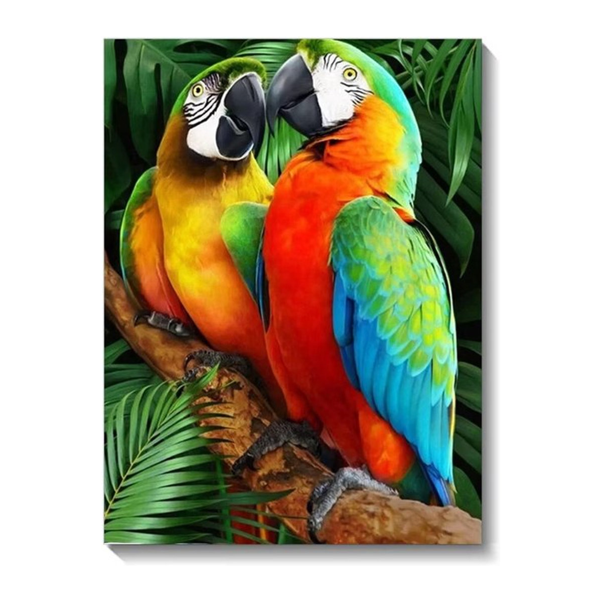 QIZITENG 5D DIY Diamant Malerei Set Papagei Motiv mit runden Steinen in Mehrfarbig als Wandmontage Stickerei Kit - Bild 1