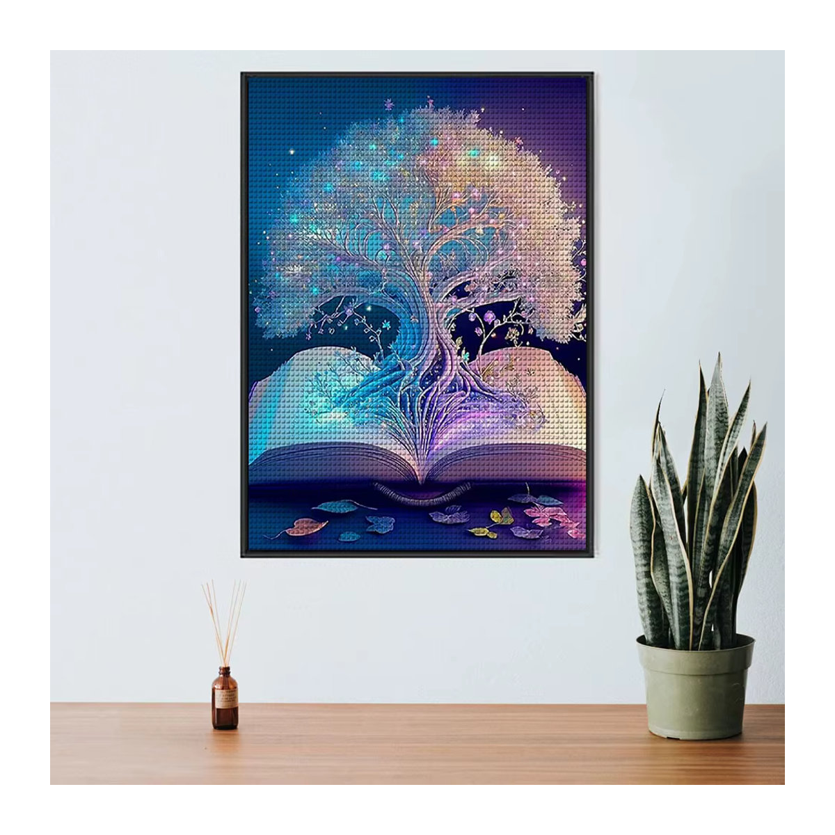 QIZITENG 5D DIY Diamantmalerei Mond und Baum Landschaft als Mosaik-Stickerei in Mehrfarbig zur Wandmontage - Bild 2