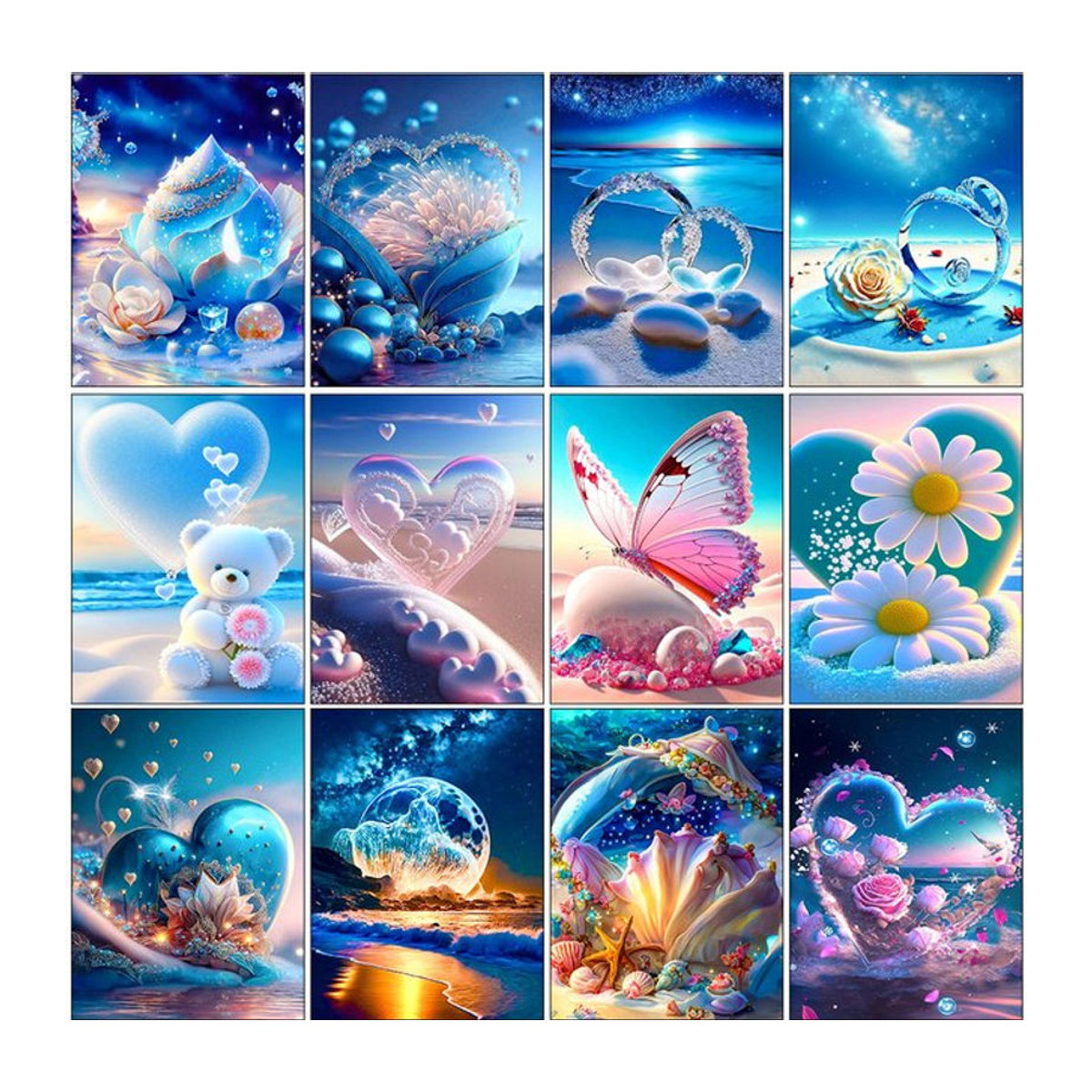 QIZITENG 5D DIY Diamantmalerei Set Meerlandschaft mit Muscheln und Strand, Mehrfarbiges Mosaik-Stickerei Set zur Wanddekoration - Bild 1