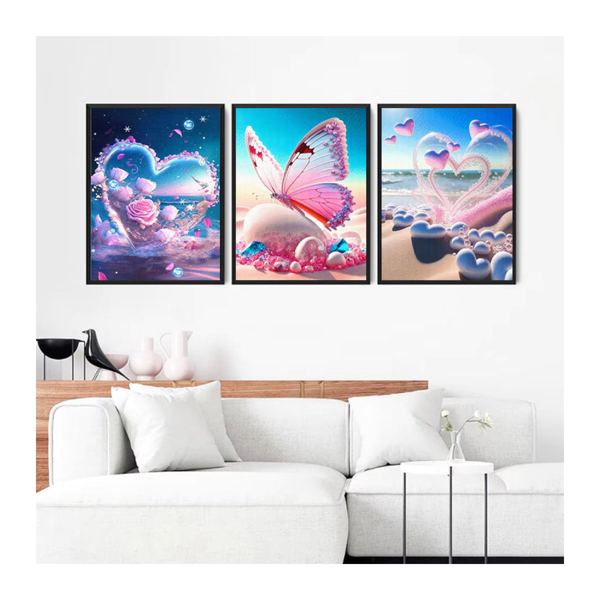 QIZITENG 5D DIY Diamantmalerei Set Meerlandschaft mit Muscheln und Strand, Mehrfarbiges Mosaik-Stickerei Set zur Wanddekoration - Bild 3