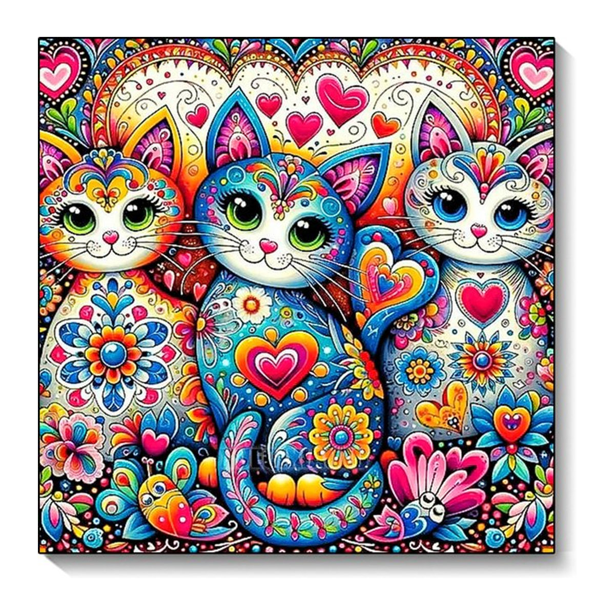 QIZITENG Cat Trio 5D-Diamant-Malerei-Set, mehrfarbiges Acryl-DIY-Kunsthandwerk-Set zur Wanddekoration - Bild 1