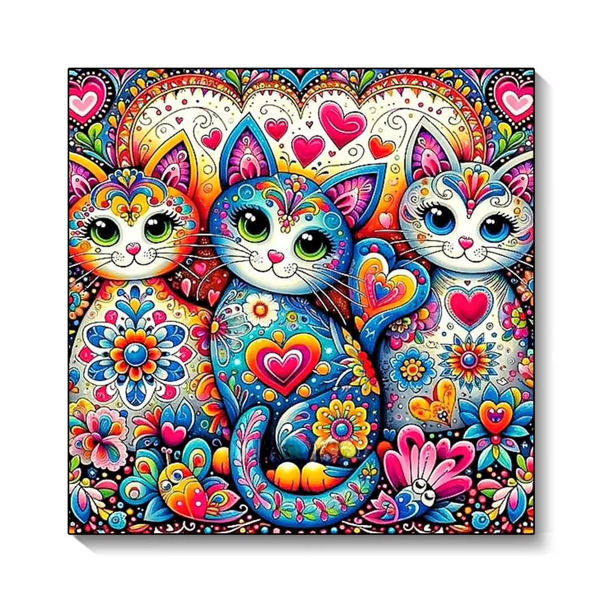 QIZITENG Cat Trio 5D-Diamant-Malerei-Set, mehrfarbiges Acryl-DIY-Kunsthandwerk-Set zur Wanddekoration - Bild 4