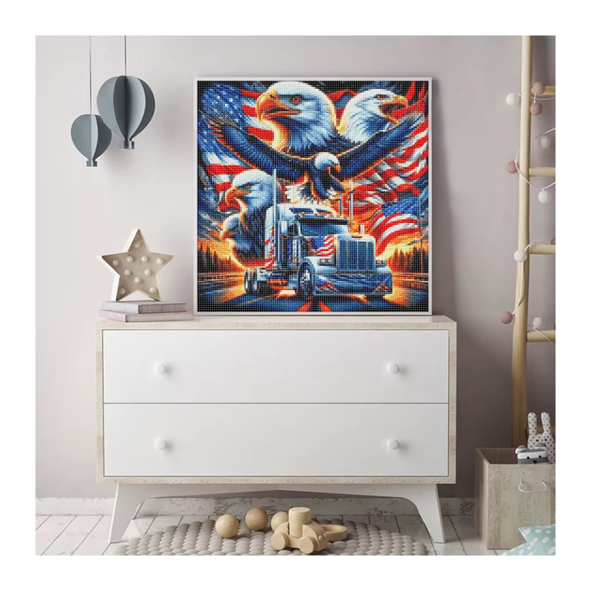 QIZITENG Diamant-Malset Landschaft mit Adler und Nationalflagge in Mehrfarbig - Bild 3