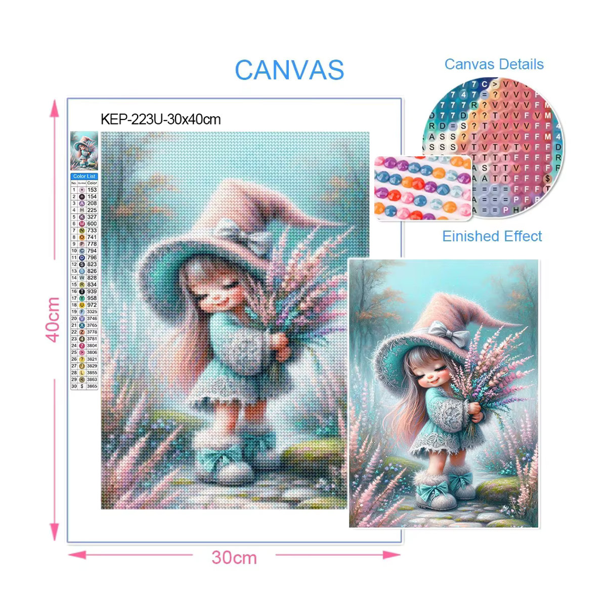 QIZITENG Diamantmalerei DIY Set mit Cartoon Tieren und süßen Mädchen als Mosaik Kreuzstich Dekoration in Mehrfarbig - Bild 4