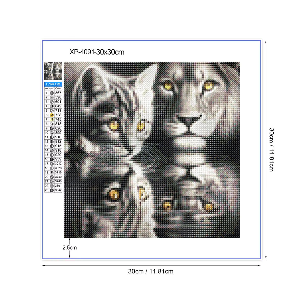 QIZITENG Diamantmalerei Katze und Löwe DIY Mosaik Stickerei in Schwarz-Weiß als moderne Wanddekoration - Bild 4