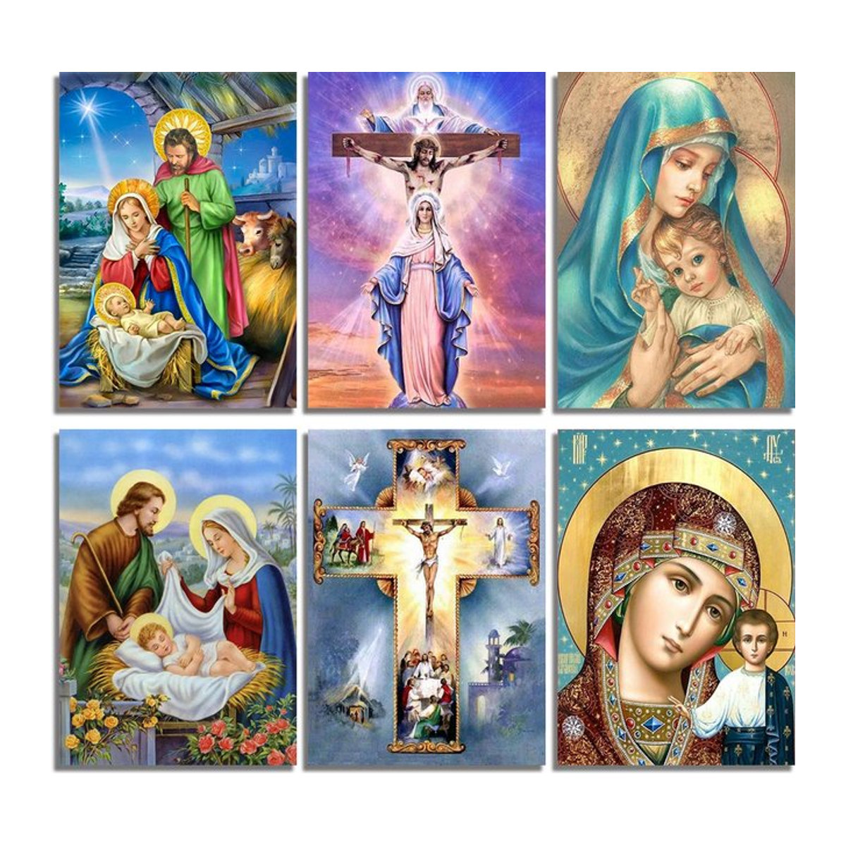 QIZITENG Diamantmalerei Set Madonna Jesus Porträt als DIY Kreuzstich Kunstwerk in Mehrfarbig - Bild 1