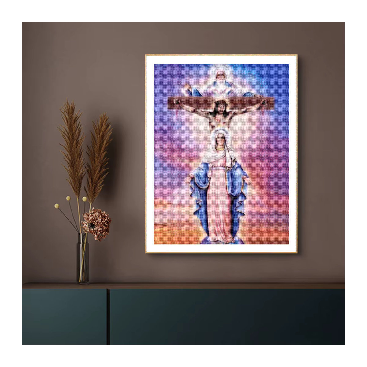 QIZITENG Diamantmalerei Set Madonna Jesus Porträt als DIY Kreuzstich Kunstwerk in Mehrfarbig - Bild 2