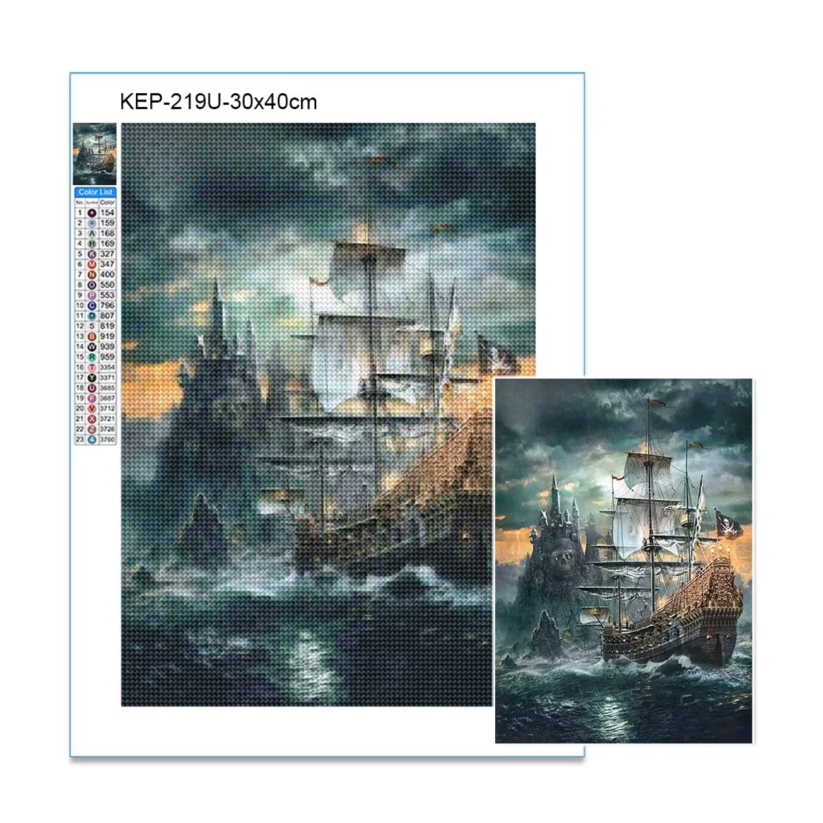 QIZITENG Diamantmalerei Set Segelboot Landschaft Motiv in Mehrfarbig, DIY Mosaik Handwerk Wandkunst für Erwachsene und Anfänger, B/H: 40 x 30 cm - Bild 4