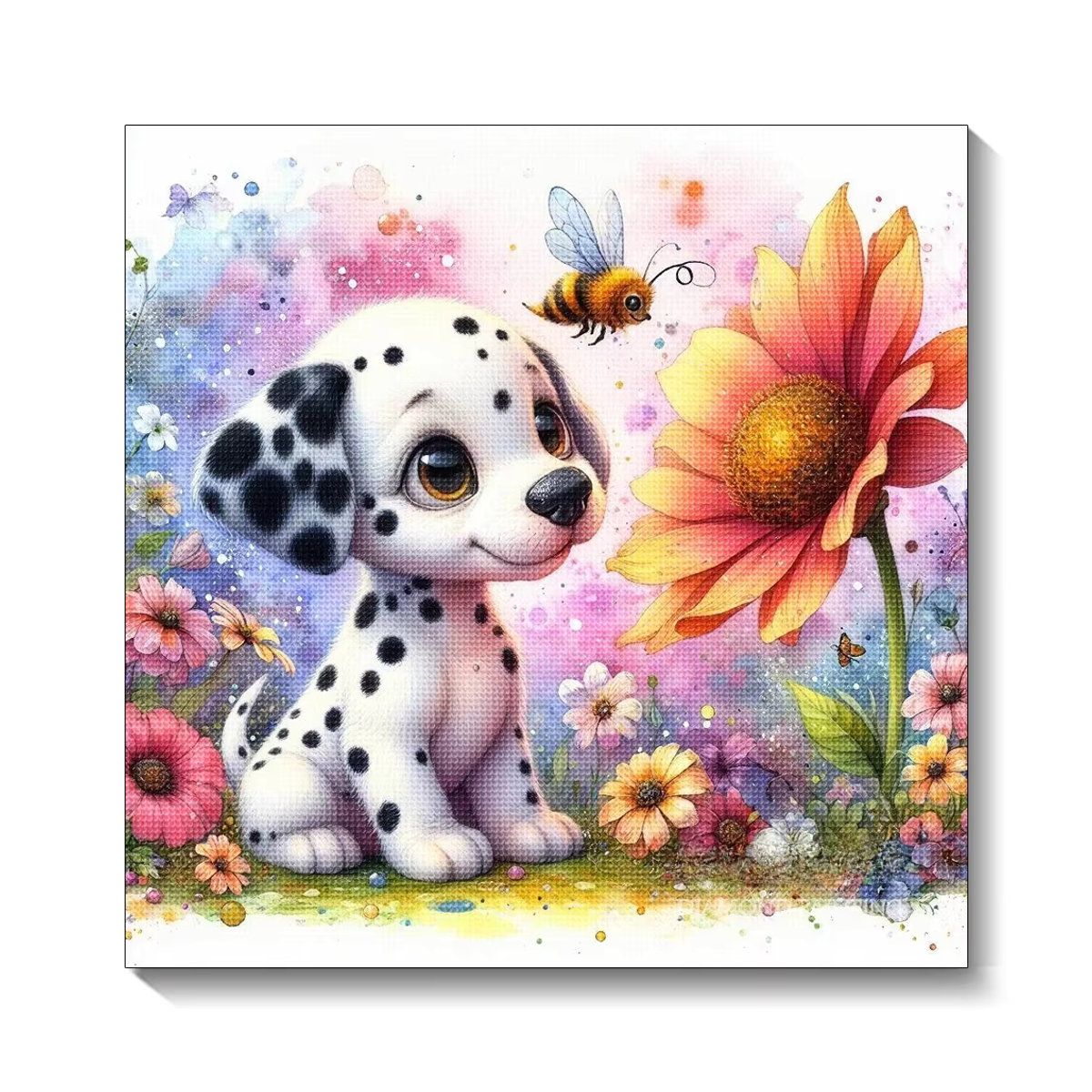 QIZITENG Diamond Painting Set Gefleckter Hund und Blume 5D DIY Mosaik Stickerei Mehrfarbig Wandmontiert - Bild 5