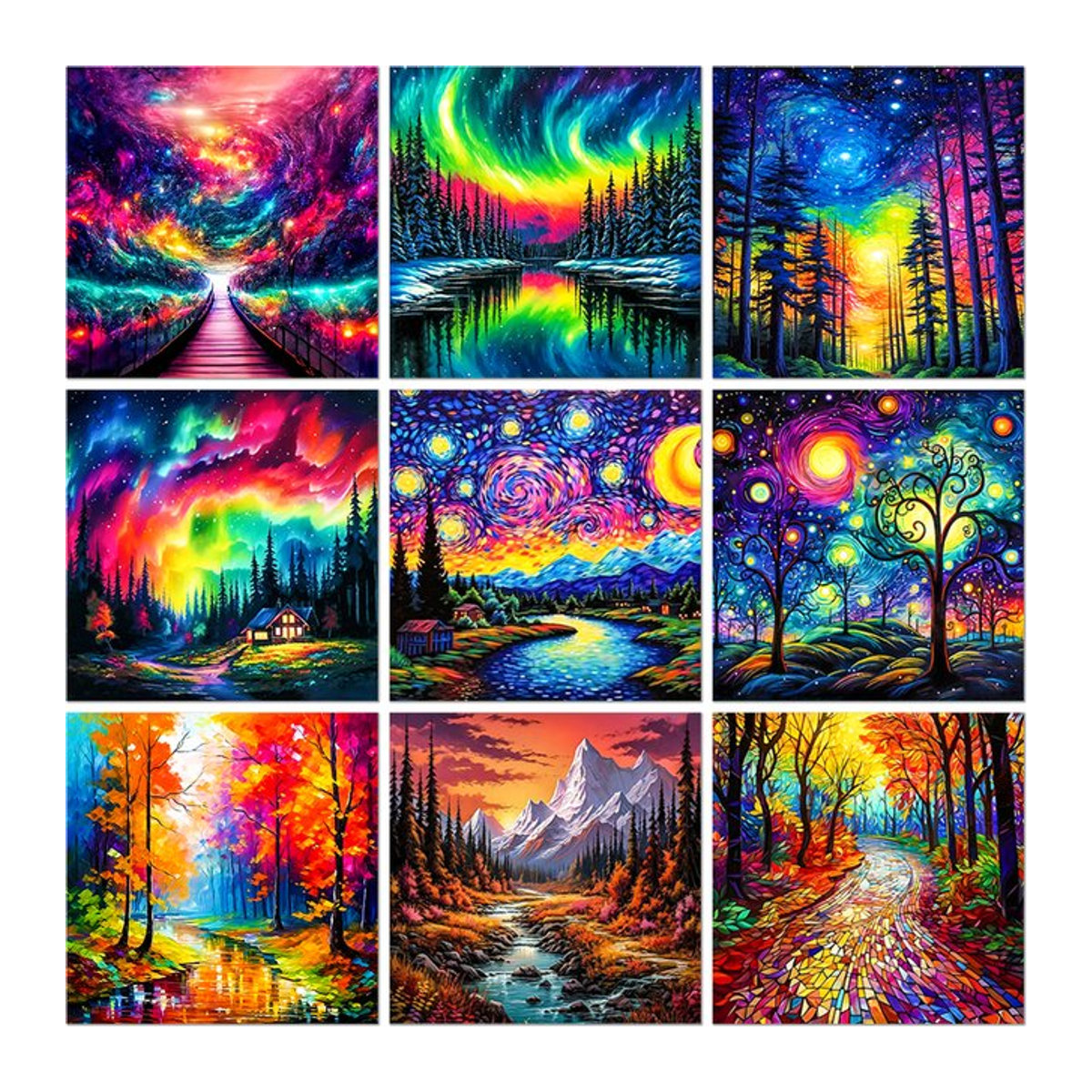 QIZITENG Diamond Painting Set Sternenhimmel Landschaft Abstract Mehrfarbig Quadratisch - Bild 1