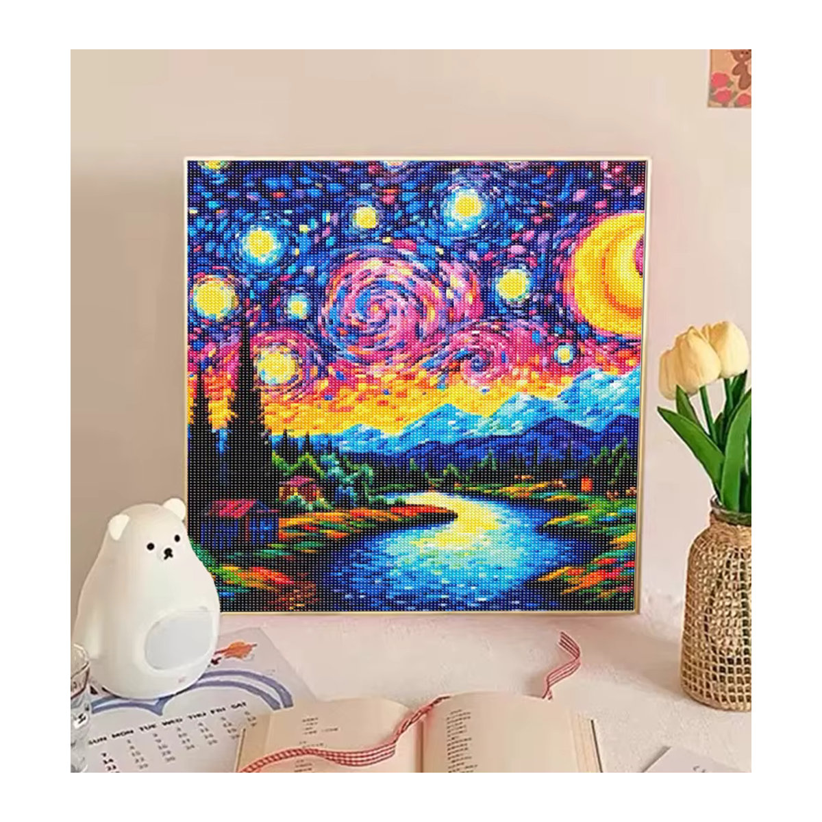 QIZITENG Diamond Painting Set Sternenhimmel Landschaft Abstract Mehrfarbig Quadratisch - Bild 2