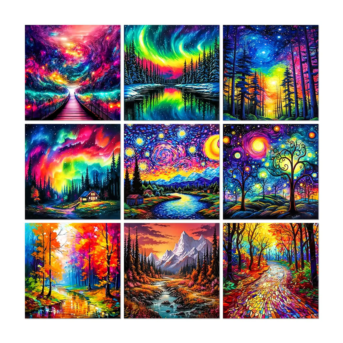 QIZITENG Diamond Painting Set Sternenhimmel Landschaft Abstract Mehrfarbig Quadratisch - Bild 4