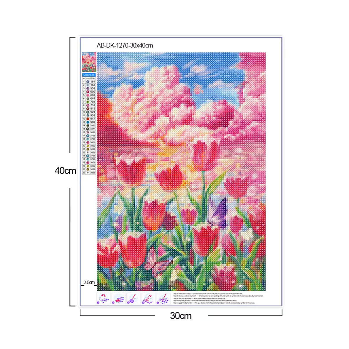 QIZITENG Diamond Painting Tulpe Floral DIY Mosaik Stickerei in Mehrfarbig - Bild 3