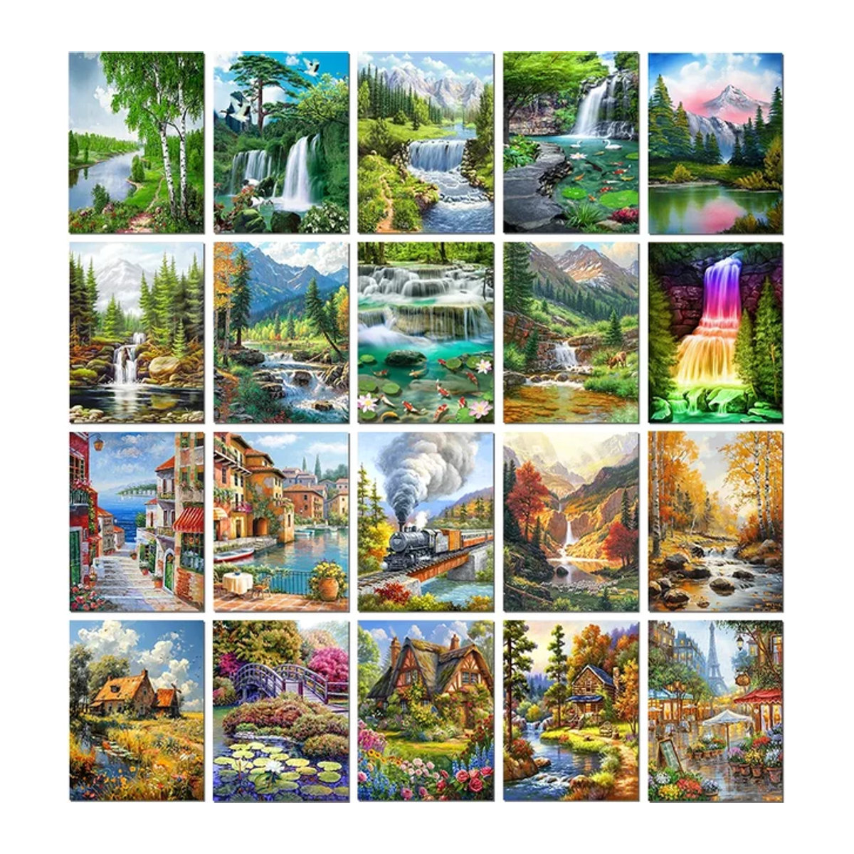 QIZITENG DIY 5D Diamant Malerei Set Landschaft Wald Mosaik Kunst Bild mit Strass Steinen in Mehrfarbig und Rundform - Bild 1