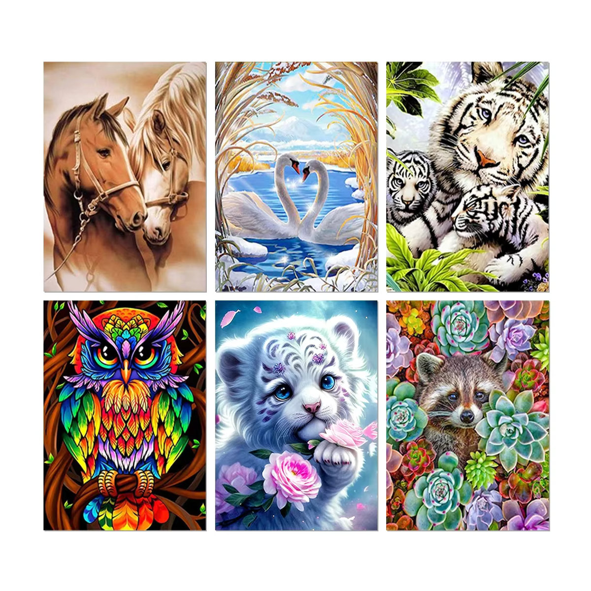 QIZITENG DIY 5D Diamantmalerei mit runden Harz-Mosaiksteinen im Animal Print Design, mehrfarbig, B/H: 40 x 30 cm - Bild 3