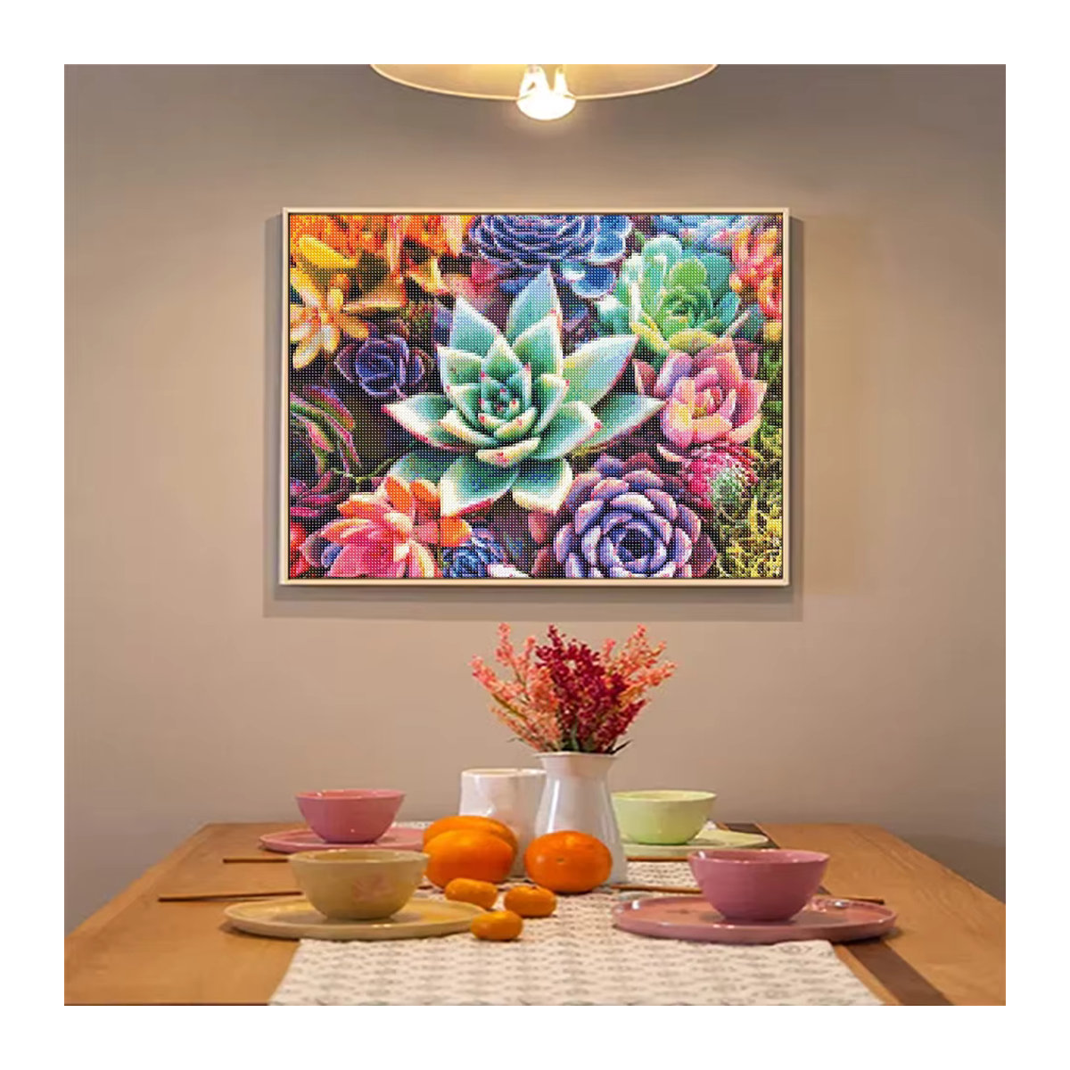 QIZITENG DIY 5D Diamantmalerei Set mit bunten Blumen als Wanddeko und Stickerei Kit mit runden Steinen - Bild 3