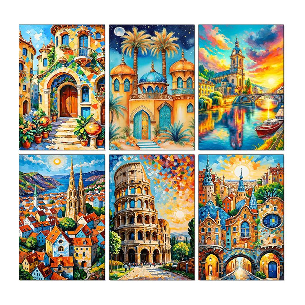 QIZITENG DIY Diamantmalerei Buntes Stadtbild als Diamant-Mosaik-Stickerei Set für Wanddekoration in Mehrfarbig - Bild 1