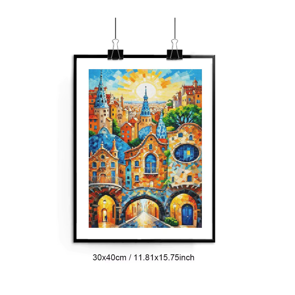 QIZITENG DIY Diamantmalerei Buntes Stadtbild als Diamant-Mosaik-Stickerei Set für Wanddekoration in Mehrfarbig - Bild 2