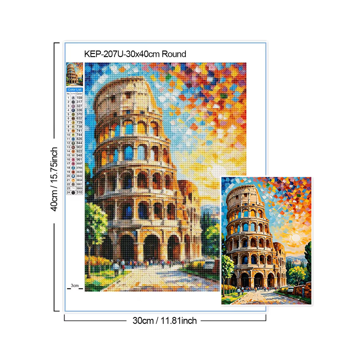 QIZITENG DIY Diamantmalerei Buntes Stadtbild als Diamant-Mosaik-Stickerei Set für Wanddekoration in Mehrfarbig - Bild 3