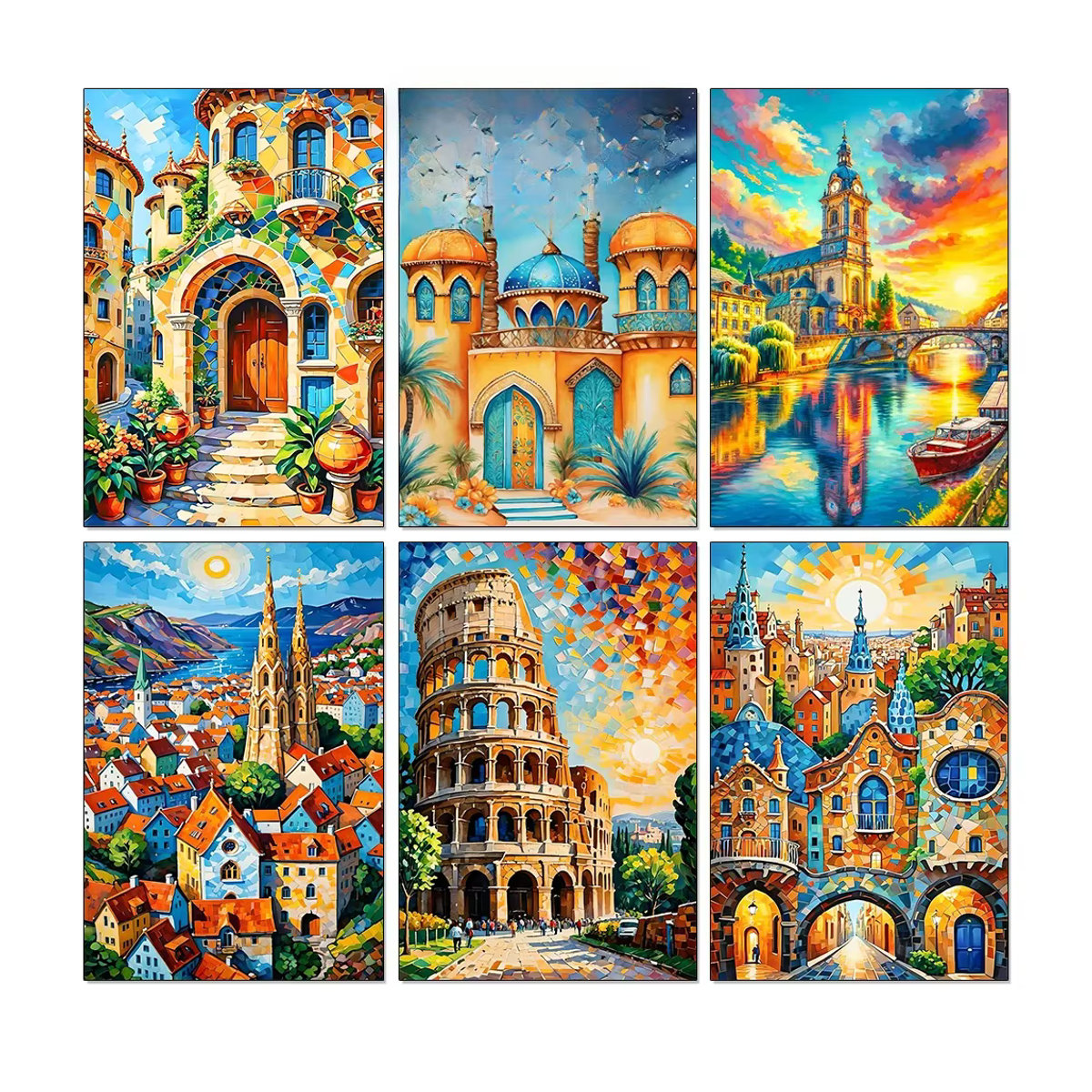 QIZITENG DIY Diamantmalerei Buntes Stadtbild als Diamant-Mosaik-Stickerei Set für Wanddekoration in Mehrfarbig - Bild 4