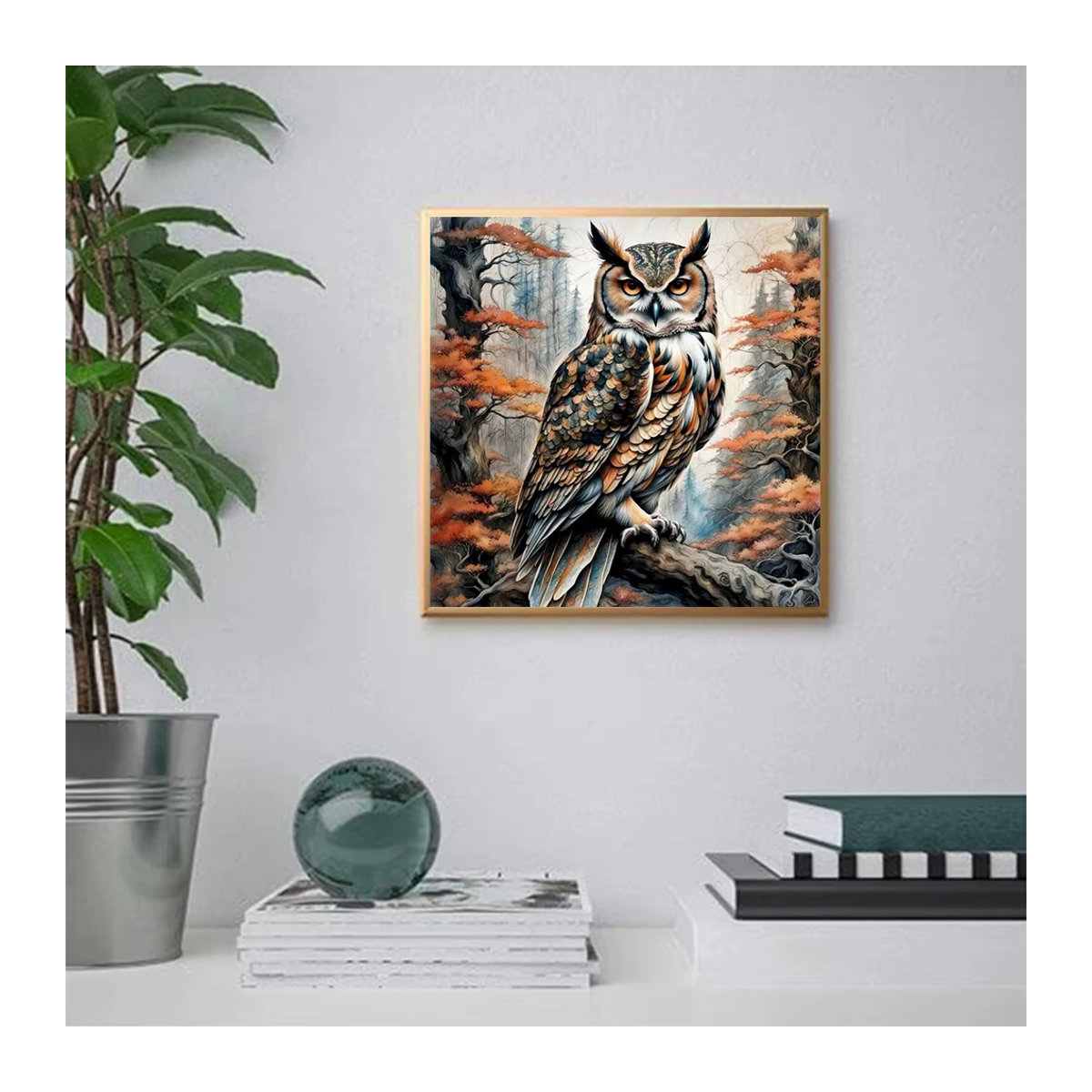 QIZITENG DIY Diamantmosaik Eulen Stickerei Set mit runden Steinen in Mehrfarbig - Bild 2