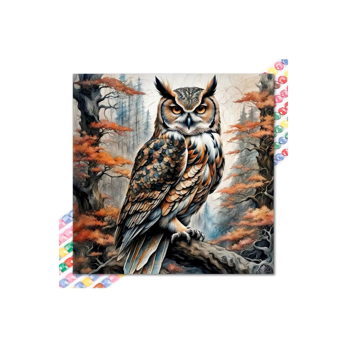 QIZITENG DIY Diamantmosaik Eulen Stickerei Set mit runden Steinen in Mehrfarbig - Bild 3