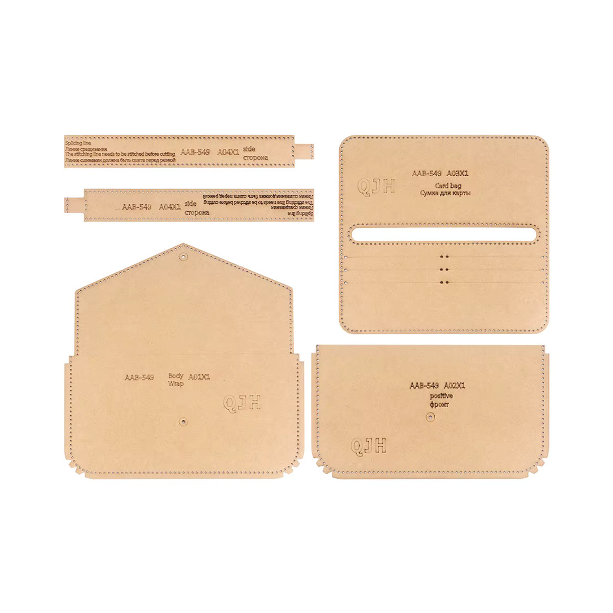 QJH Retro Mini Umhängetasche Schablone aus Kraftpapier in Braun und Beige zur Herstellung von handgemachten Taschen - Bild 1