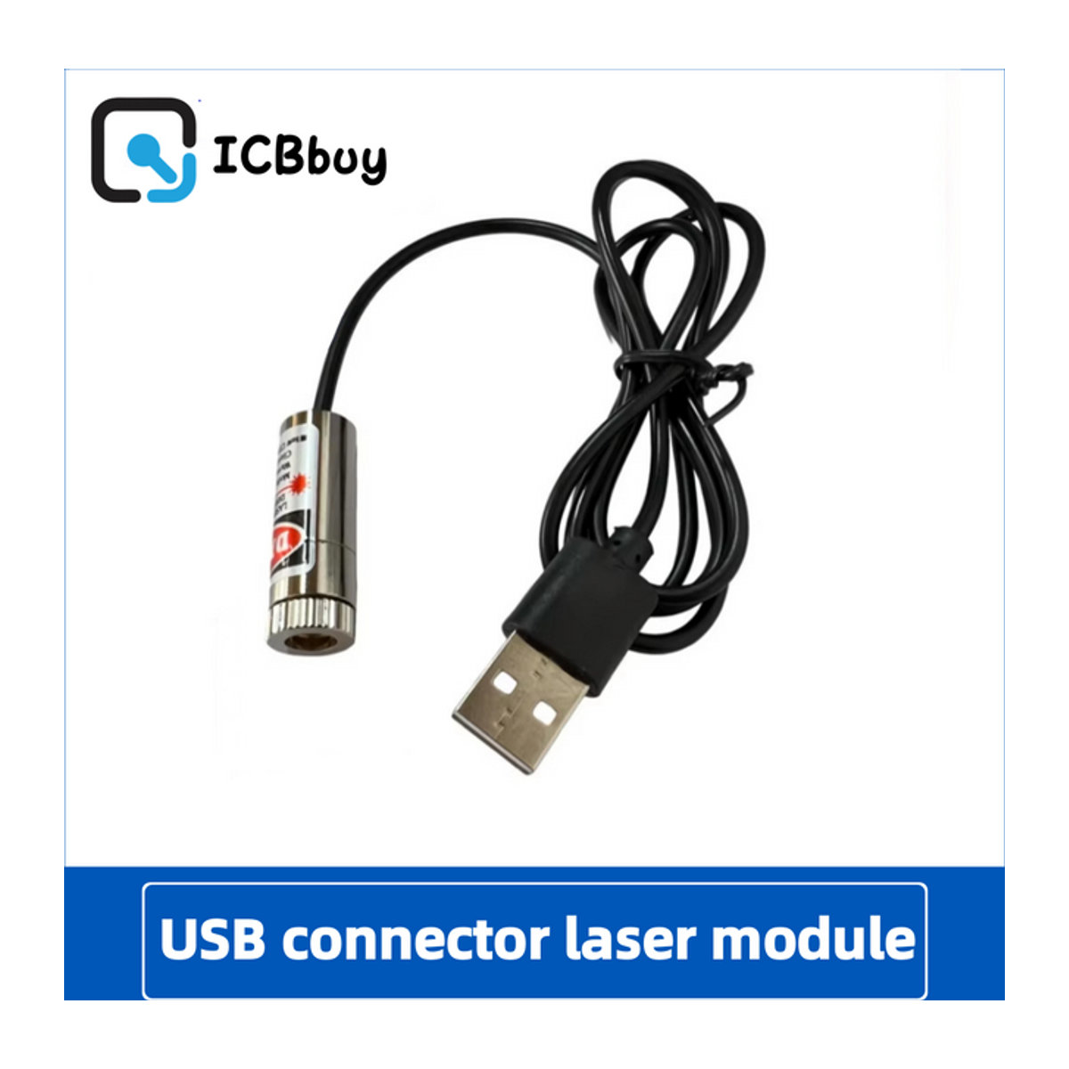 QSZNTEC Industrielles Lasermodul mit einstellbarem Fokus, Roter Diodenlaser 650nm, 5mW, Kupfer-Positionierungskopf mit USB-Kabel, Farbe: Rot/Silber - Bild 1