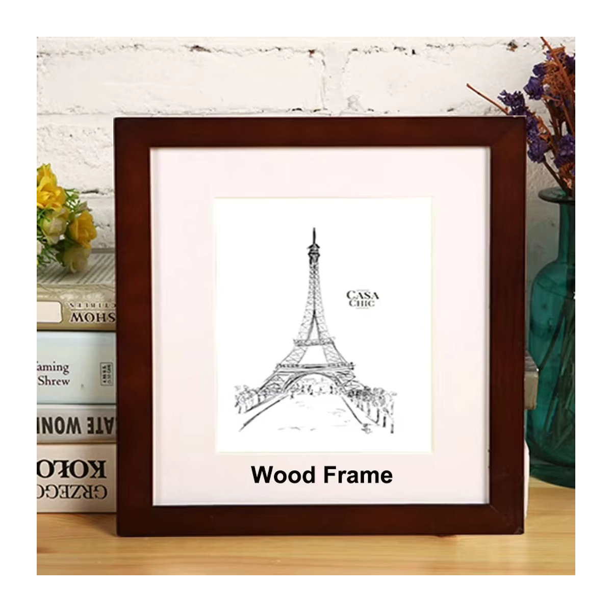 Quadratischer Bilderrahmen aus Holz von DUTRIEUX für die Wandmontage, Farbe: Braun oder Weiß, B/H: 12,5 x 12,5 cm - Bild 1