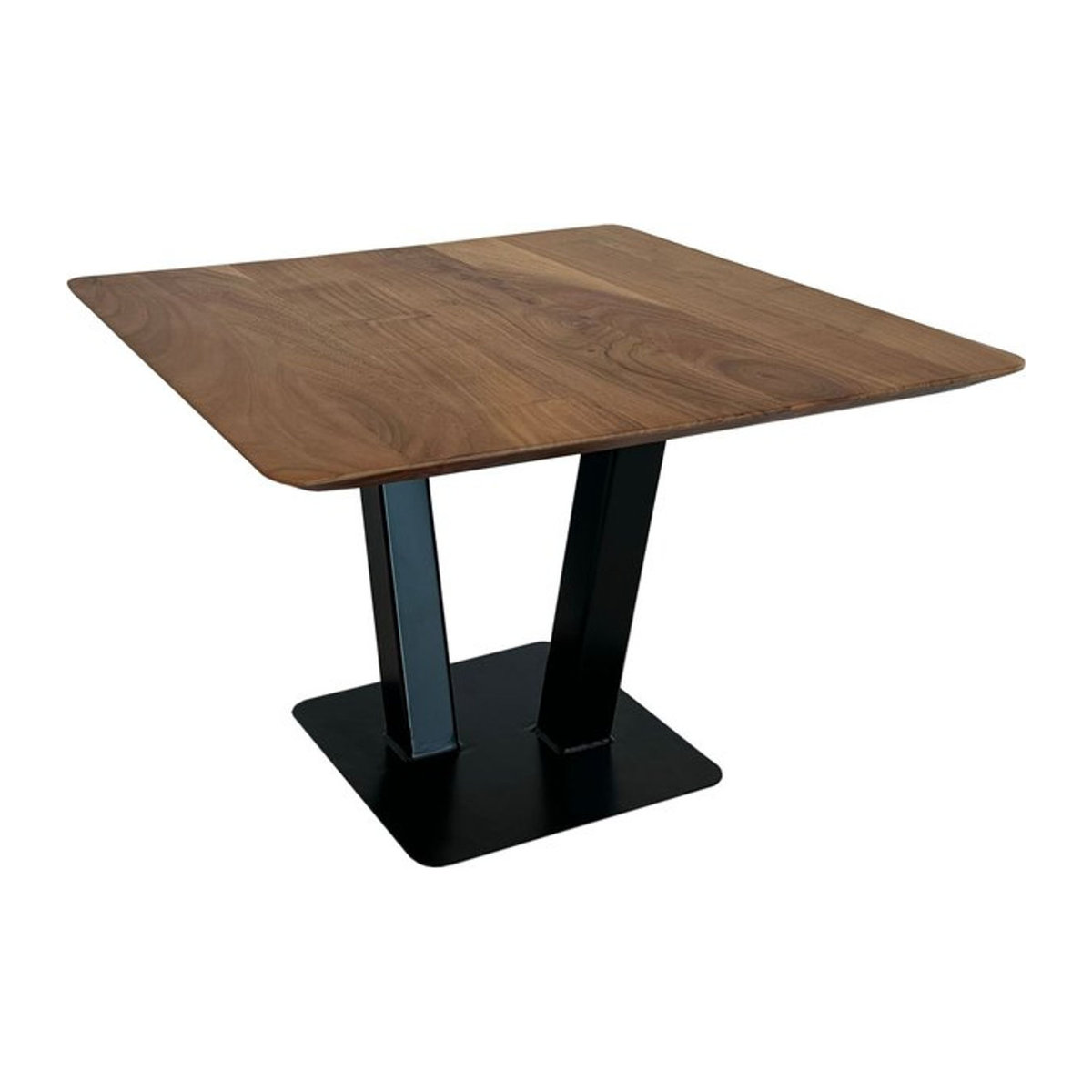 Quadratischer Couchtisch im Industrial Design aus Akazie Massivholz und Metall in Nussbaum - Bild 1