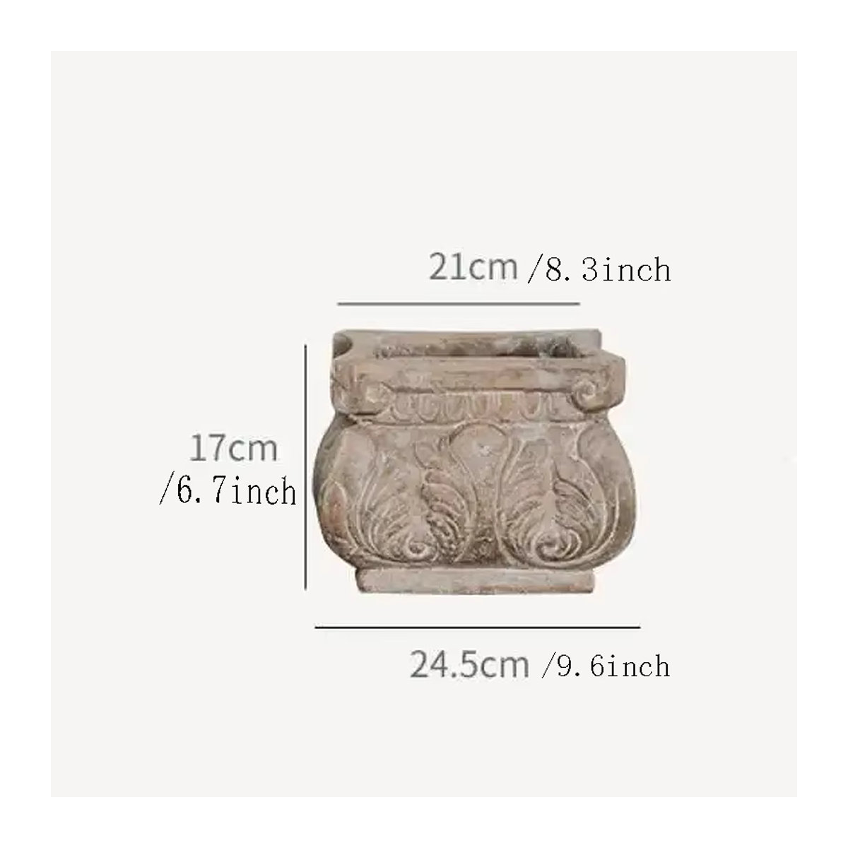 Quadratischer Keramik-Pflanztopf in Braun im Landhausstil mit floralem Design - Bild 4